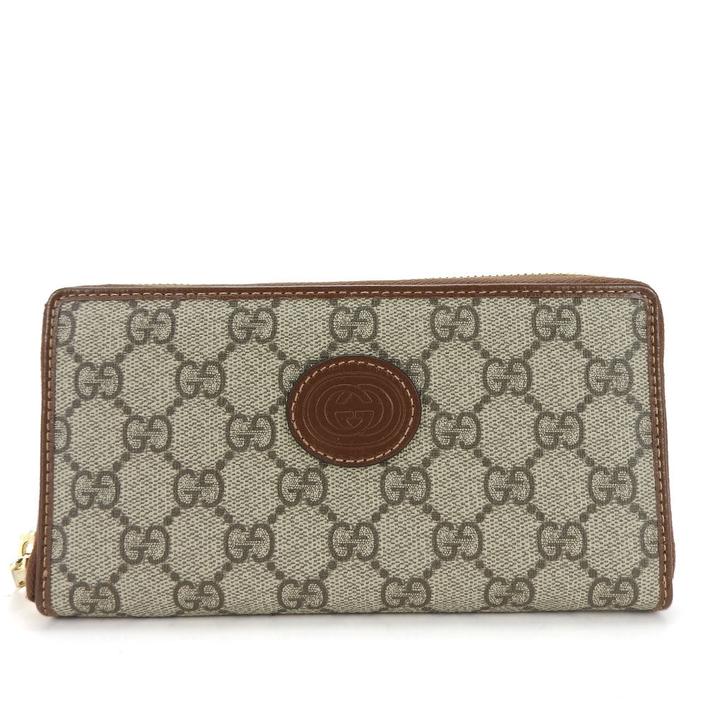 GUCCI Long Wallet Purse 673003 GG Supreme Canvas beige Interlocking G Women Used