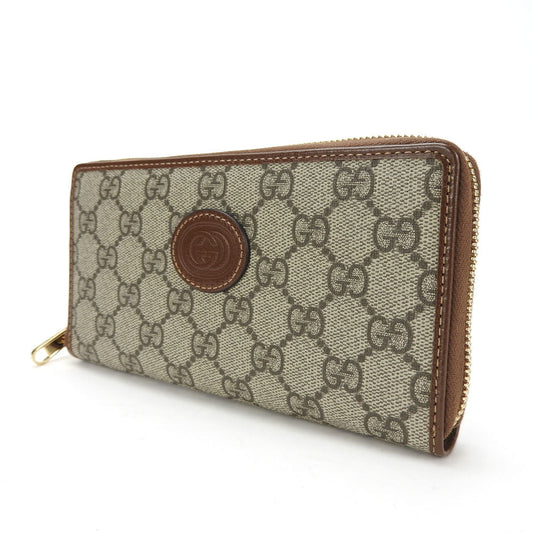 GUCCI Long Wallet Purse 673003 GG Supreme Canvas beige Interlocking G Women Used