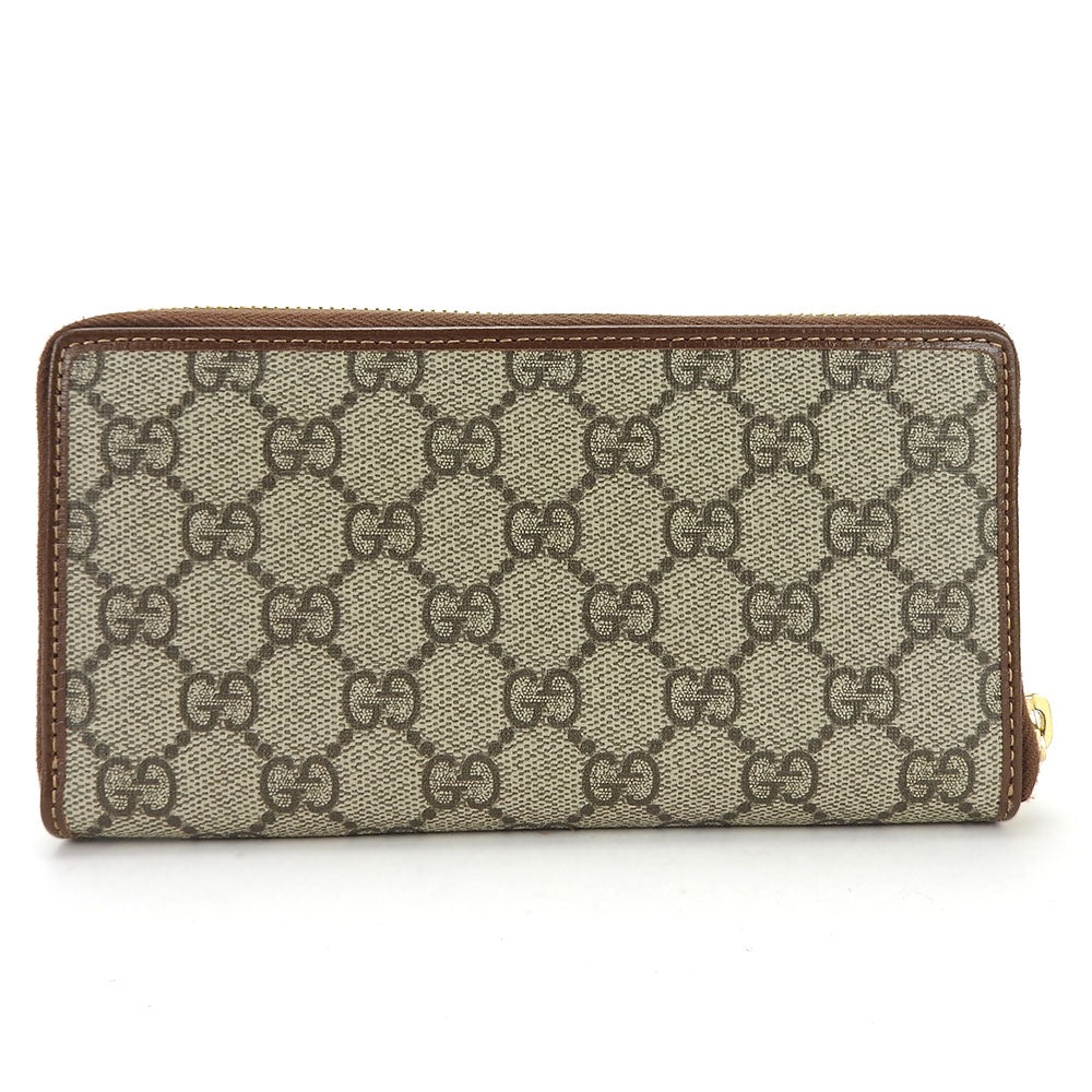 GUCCI Long Wallet Purse 673003 GG Supreme Canvas beige Interlocking G Women Used