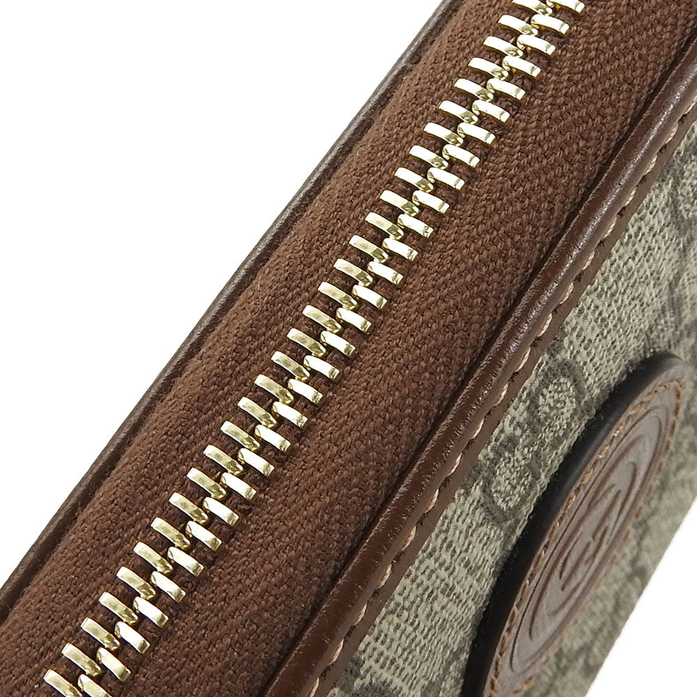 GUCCI Long Wallet Purse 673003 GG Supreme Canvas beige Interlocking G Women Used