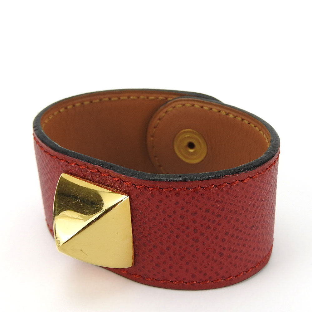 HERMES bracelet Epsom, Metal Red Medor Women Used