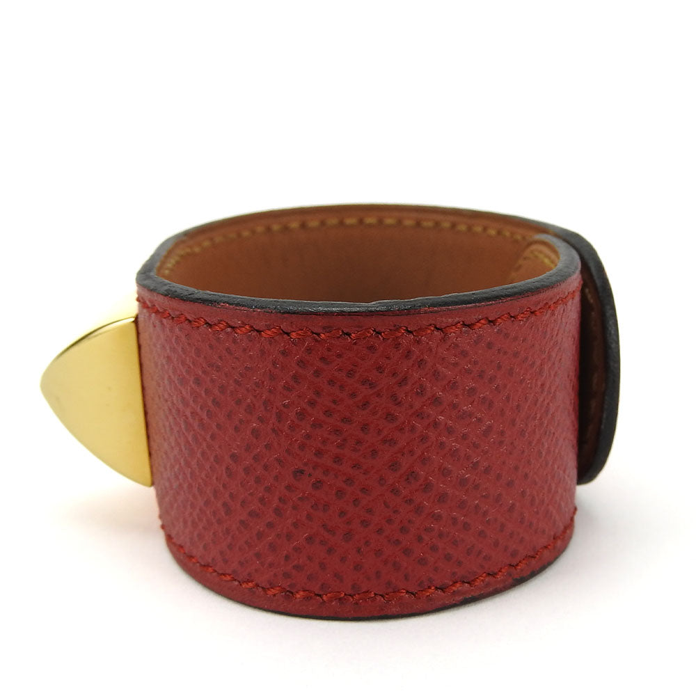 HERMES bracelet Epsom, Metal Red Medor Women Used