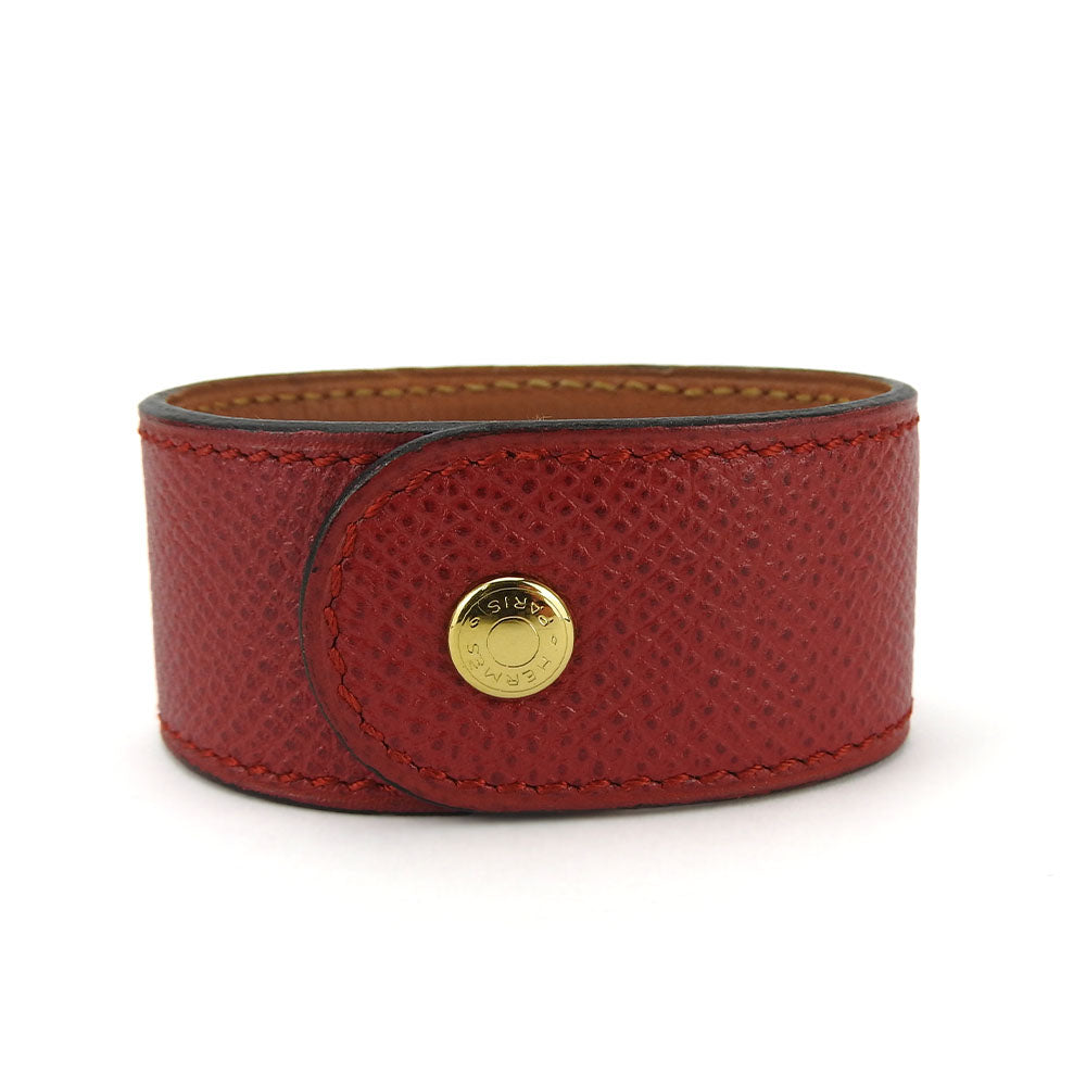 HERMES bracelet Epsom, Metal Red Medor Women Used