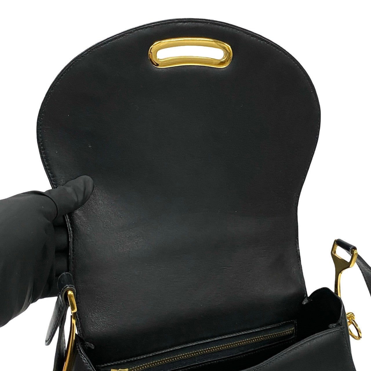 HERMES Shoulder Bag Boxcalf, Leather black Passkey Women Used