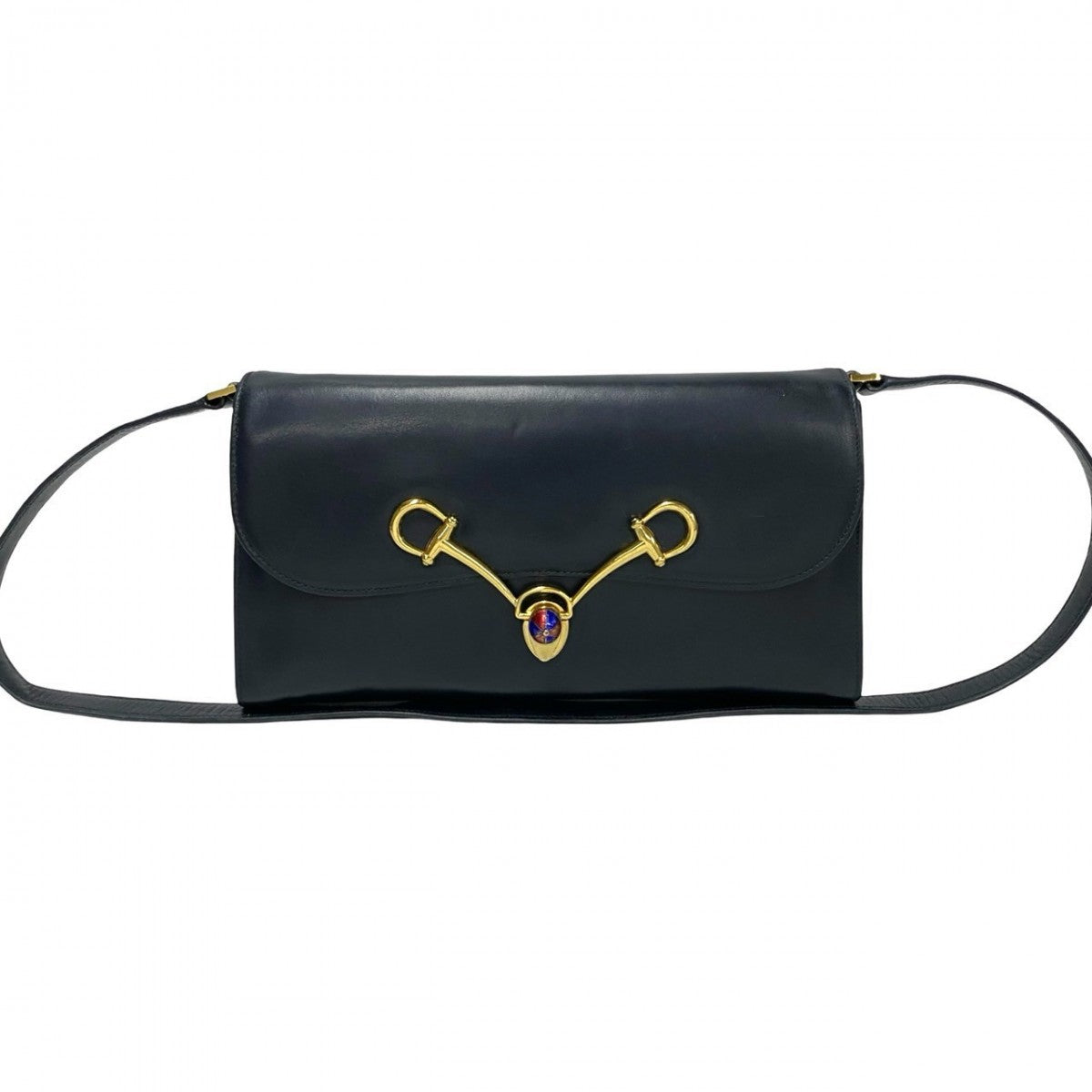 GUCCI Shoulder Bag Calfskin Navy