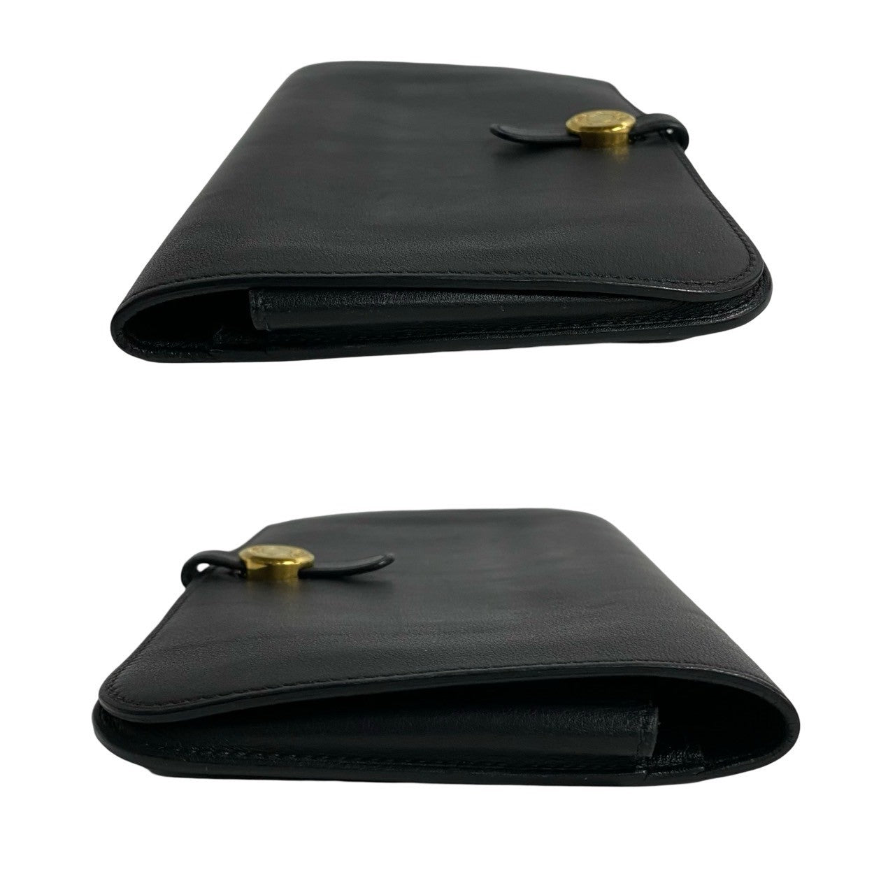 HERMES Long Wallet Purse Swift black Dogon Duo GM Women Used