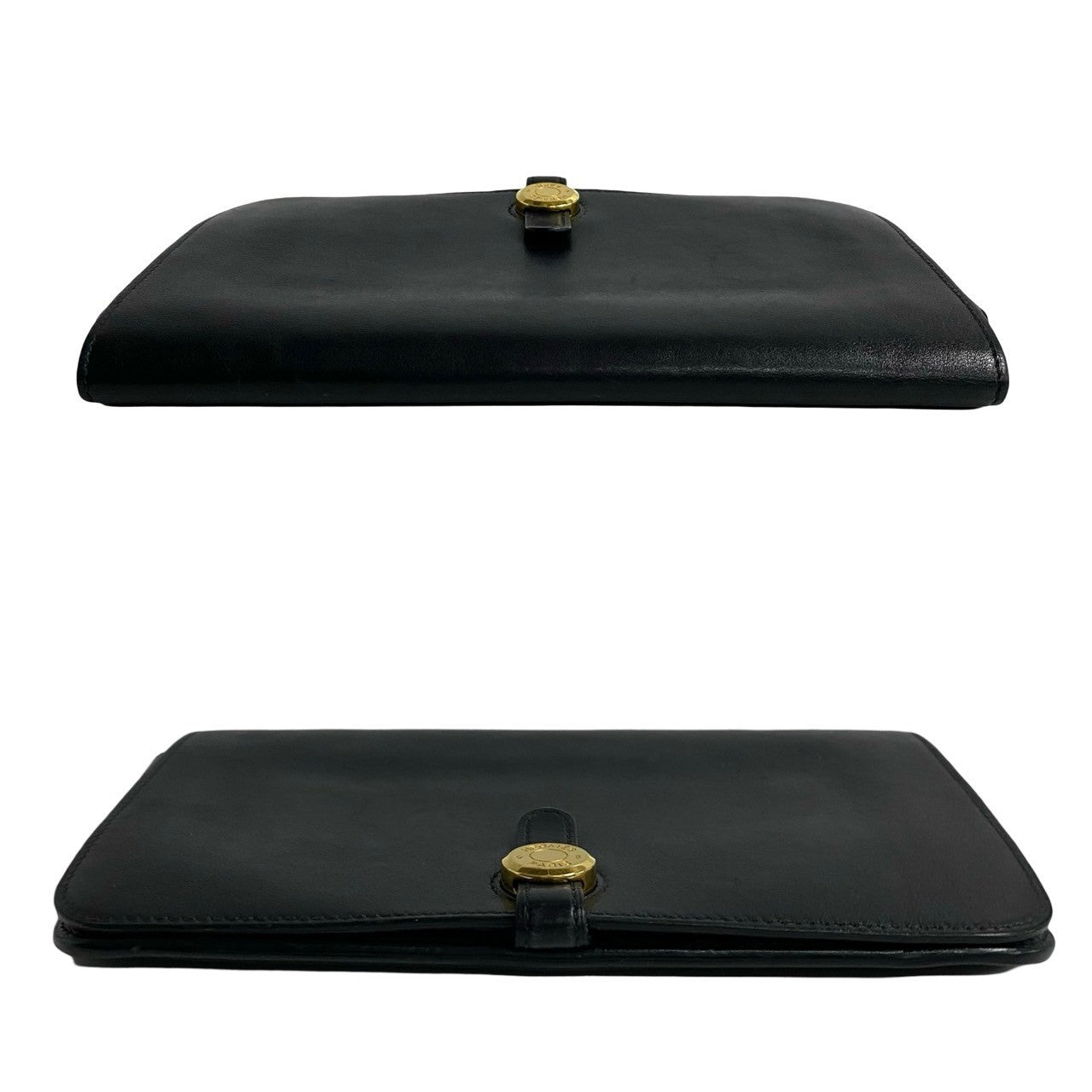 HERMES Long Wallet Purse Swift black Dogon Duo GM Women Used