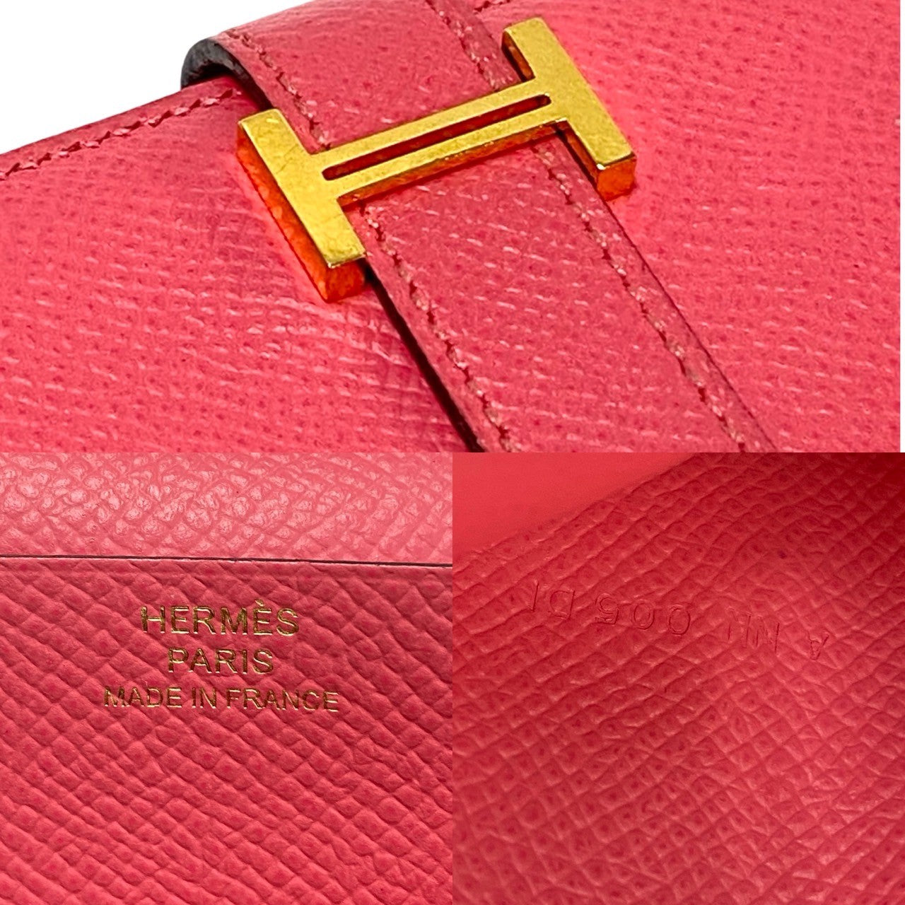 HERMES Long Wallet Purse Epsom pink Beansufla Women Used