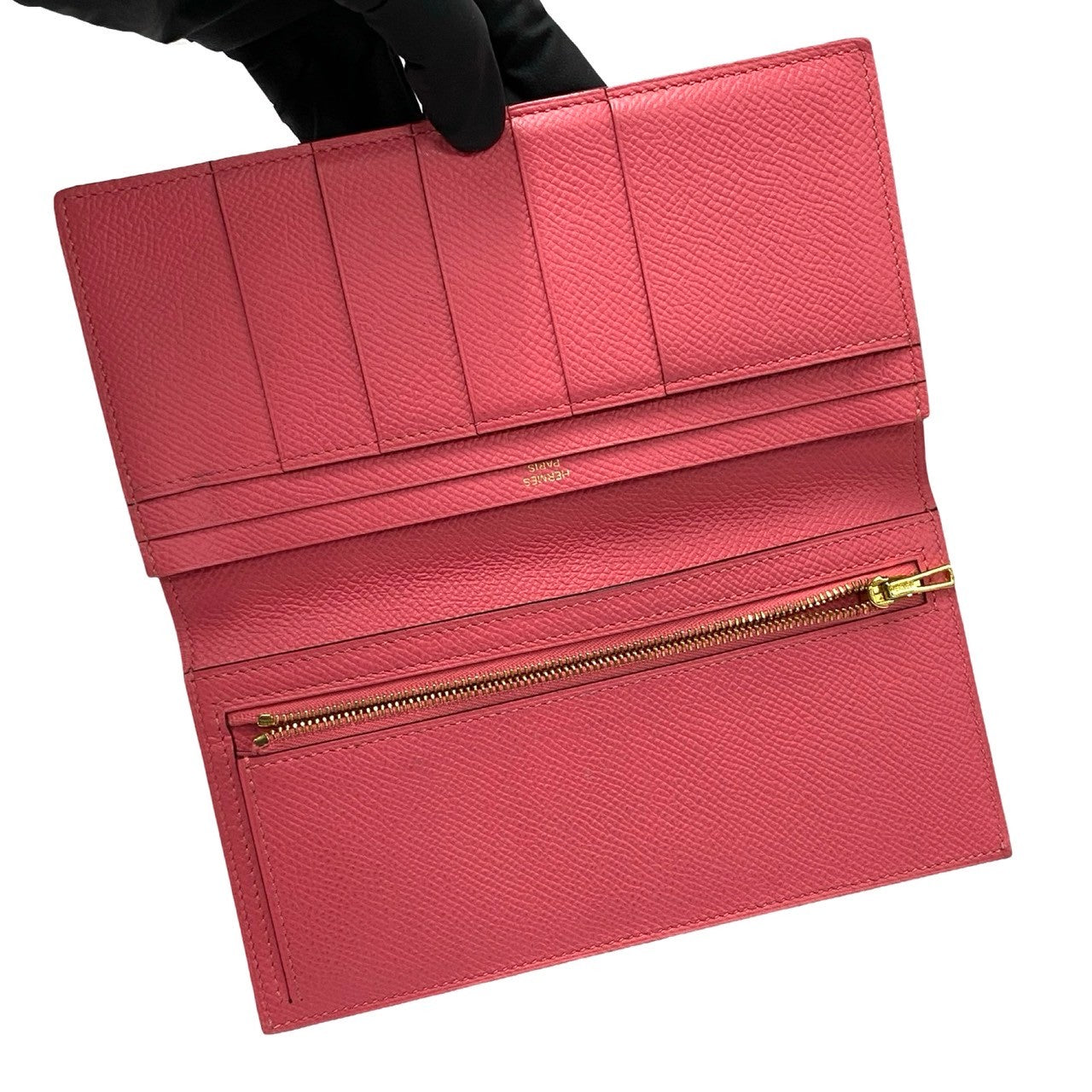 HERMES Long Wallet Purse Epsom pink Beansufla Women Used