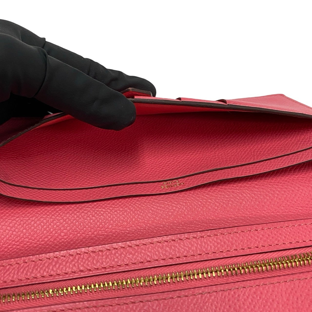 HERMES Long Wallet Purse Epsom pink Beansufla Women Used
