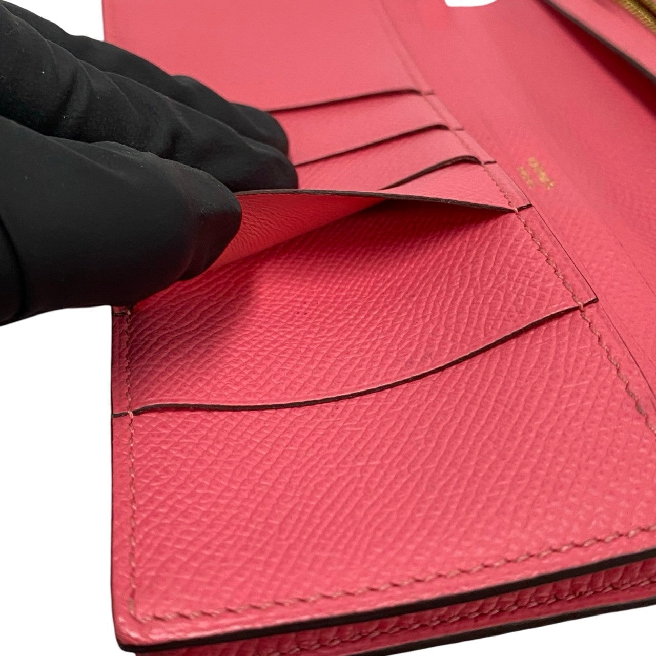 HERMES Long Wallet Purse Epsom pink Beansufla Women Used