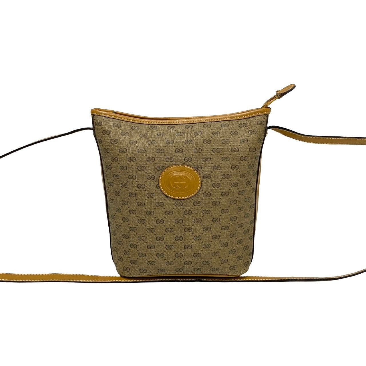 GUCCI Shoulder Bag Leather, PVC Brown Micro GG logo Women Used