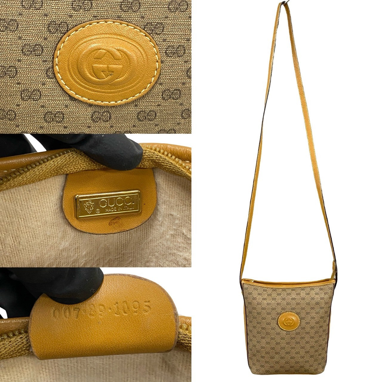 GUCCI Shoulder Bag Leather, PVC Brown Micro GG logo Women Used