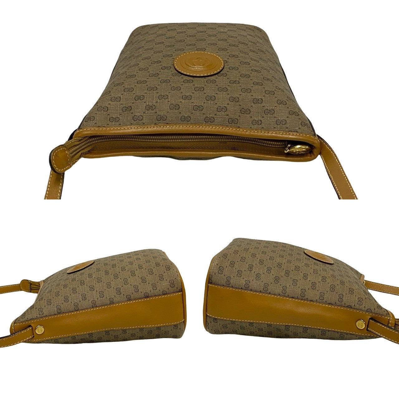 GUCCI Shoulder Bag Leather, PVC Brown Micro GG logo Women Used