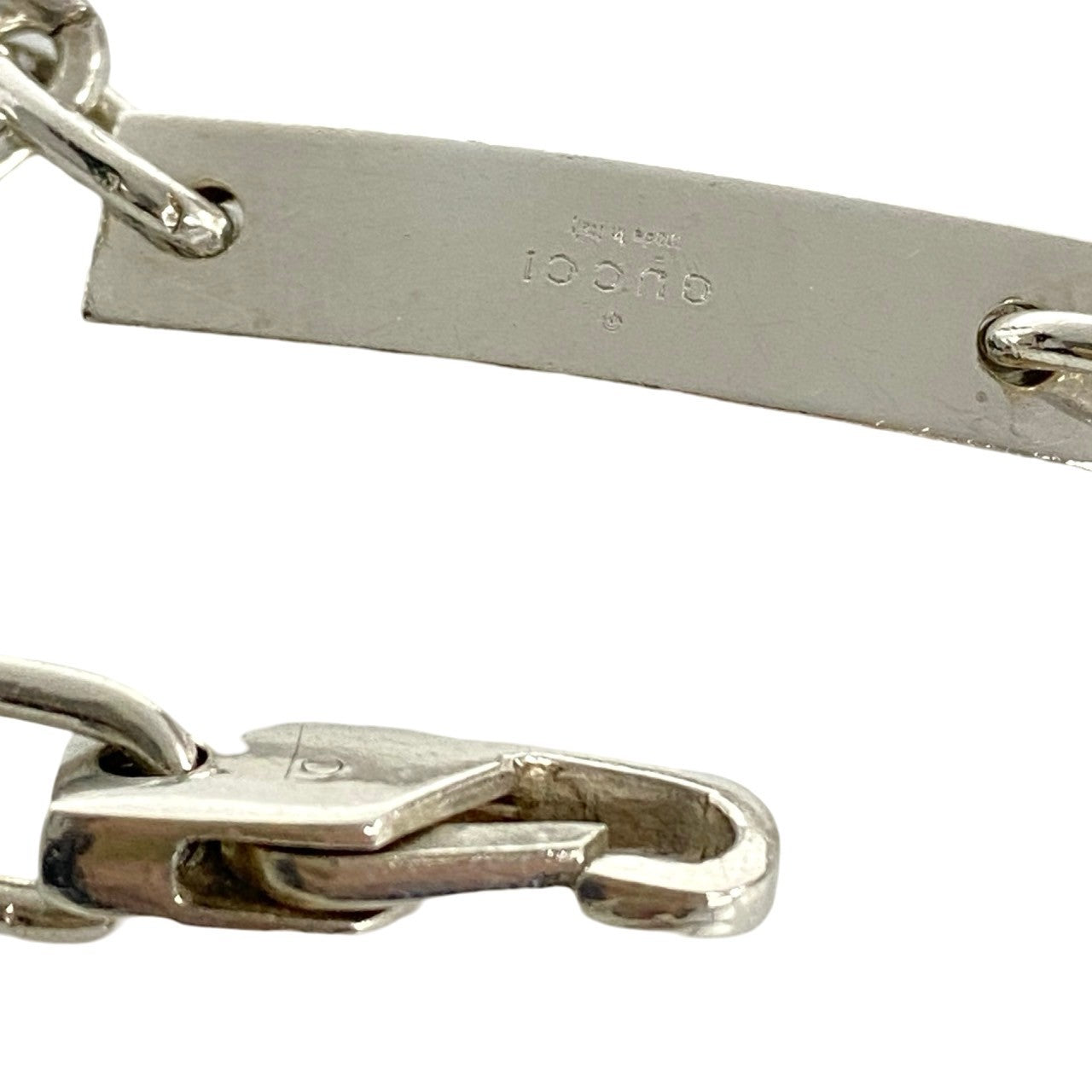 GUCCI bracelet Silver925 Silver logo plate ID Bracelets Women Used