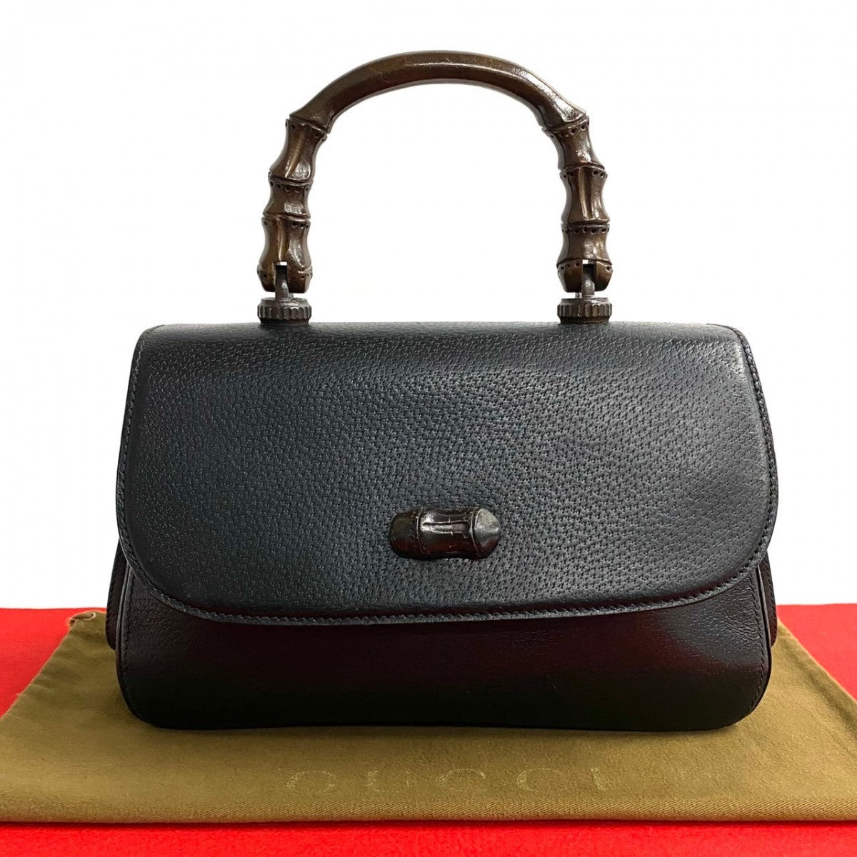 GUCCI Handbag leather black Bamboo