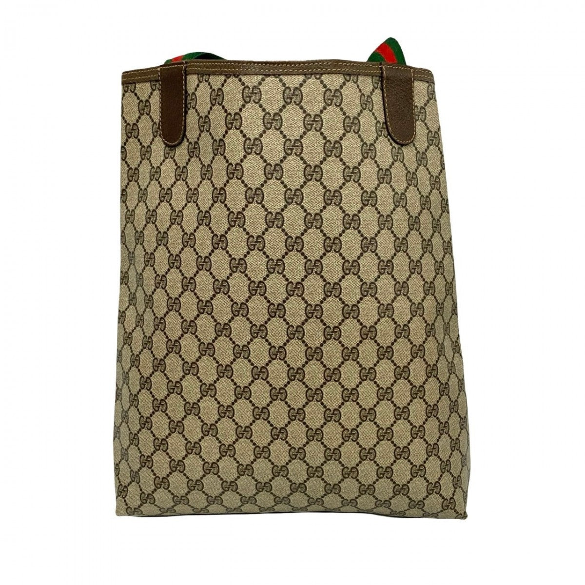 GUCCI Tote Bag Leather, PVC Brown GG logo Metal Sherry line Women Used