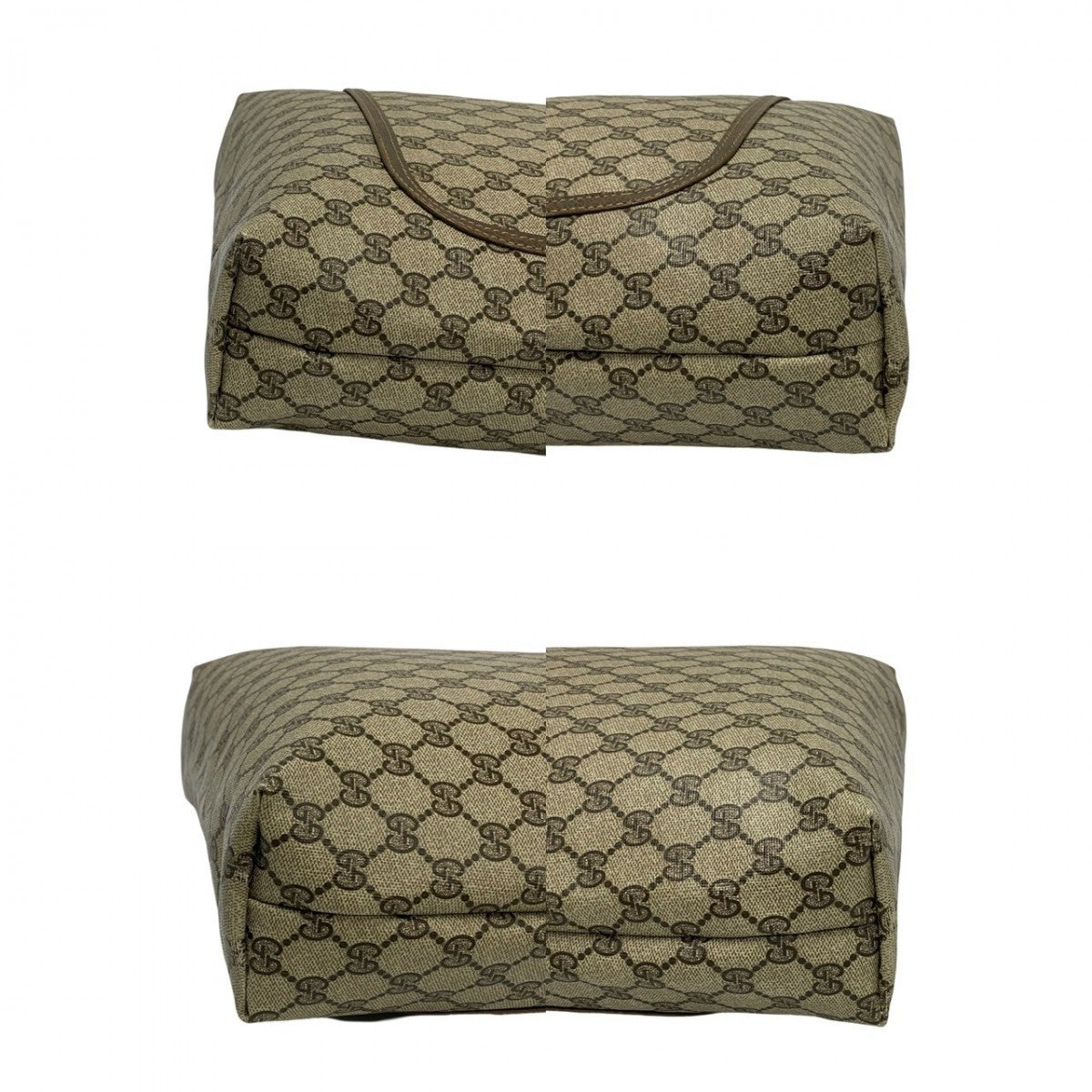 GUCCI Tote Bag Leather, PVC Brown GG logo Metal Sherry line Women Used