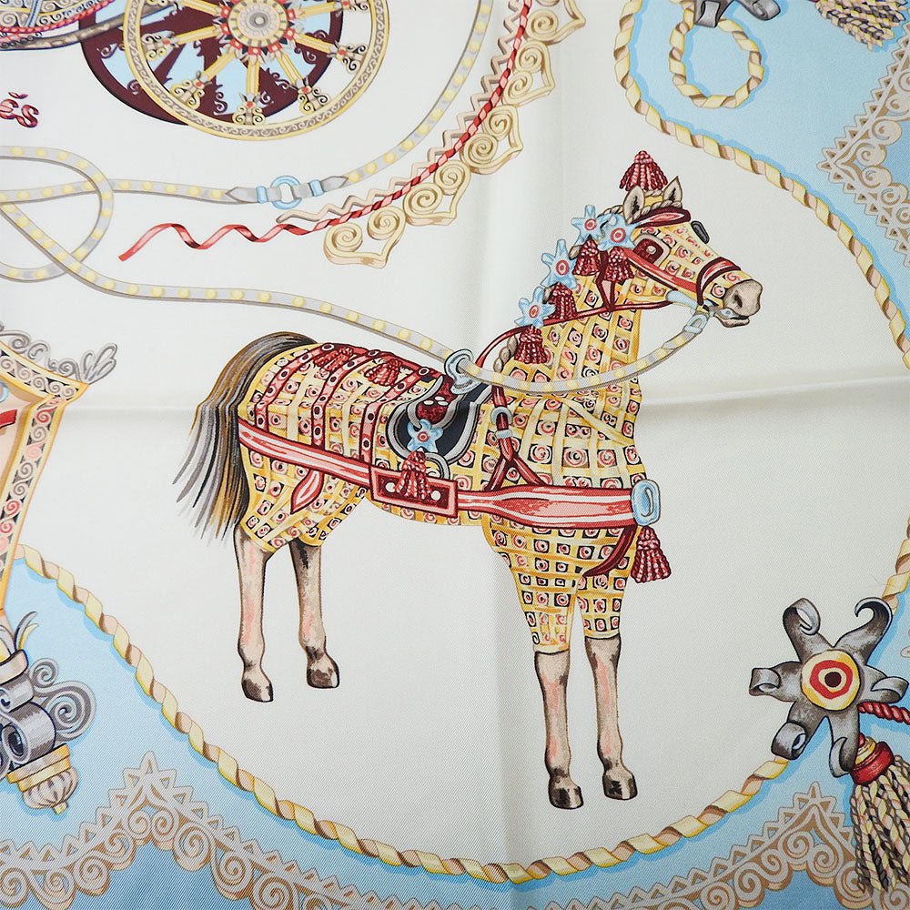 HERMES scarf silk Light blue Carre90 Women Used