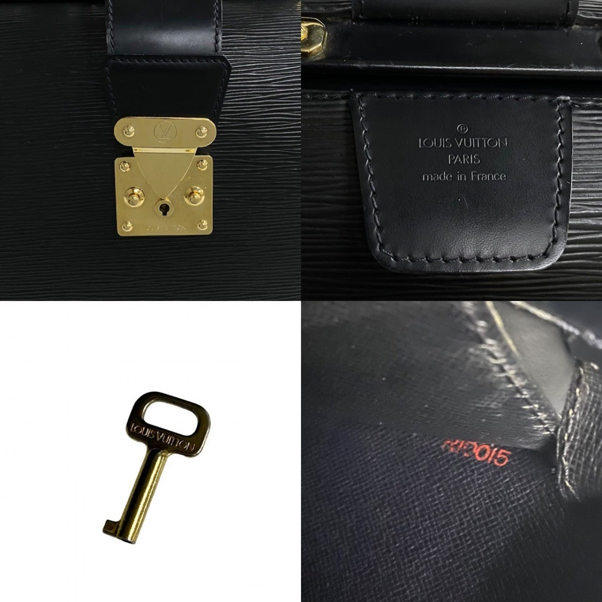 LOUIS VUITTON Business bag leather black Epi Cerviet Fermoire mens Used
