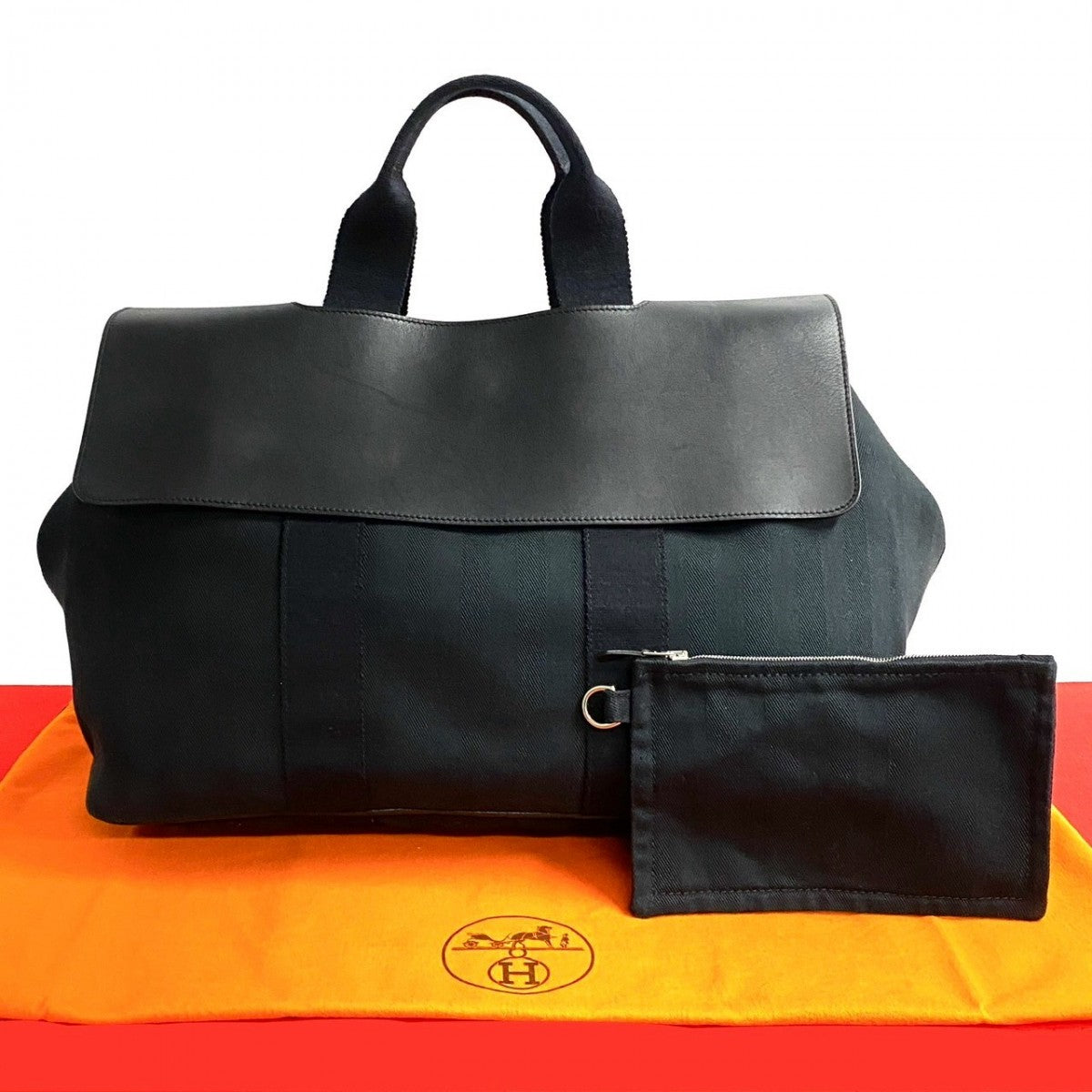 HERMES Handbag leather black Valparaiso MM
