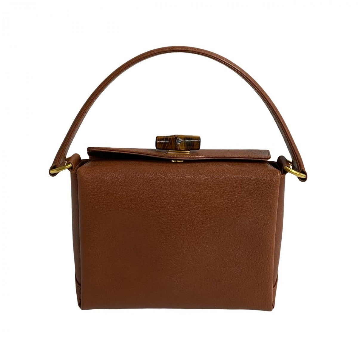 GUCCI Handbag leather Brown Turn lock Bamboo Women Used