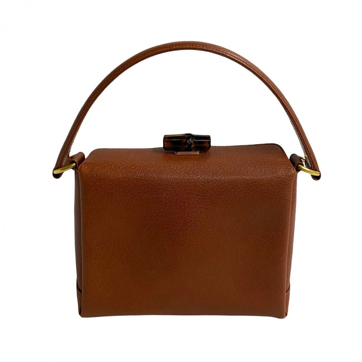 GUCCI Handbag leather Brown Turn lock Bamboo Women Used