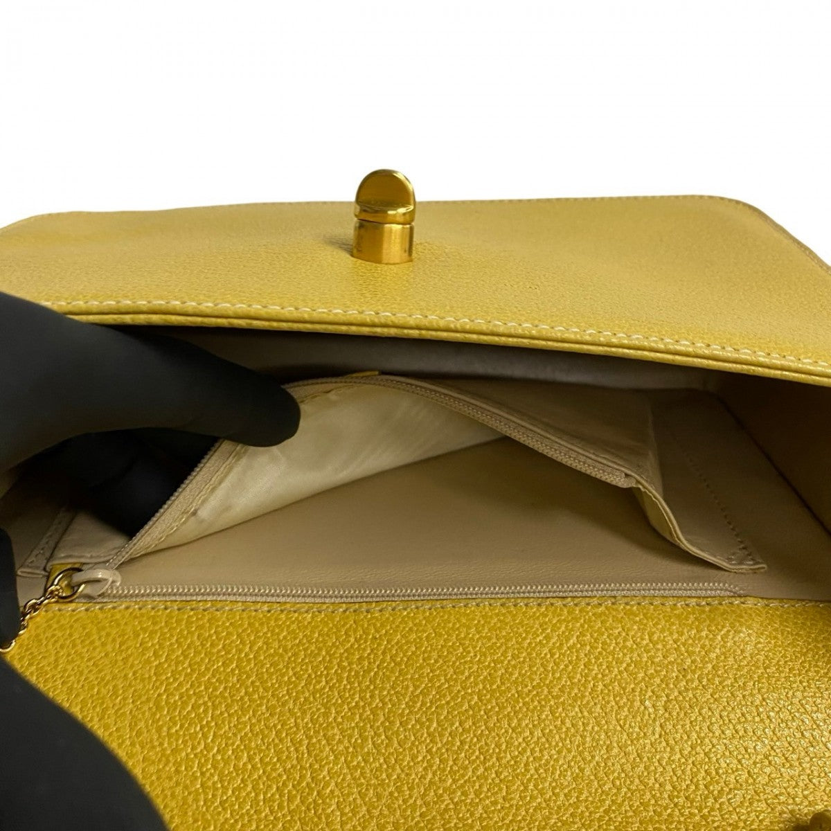 GUCCI Shoulder Bag leather yellow Bamboo Women Used