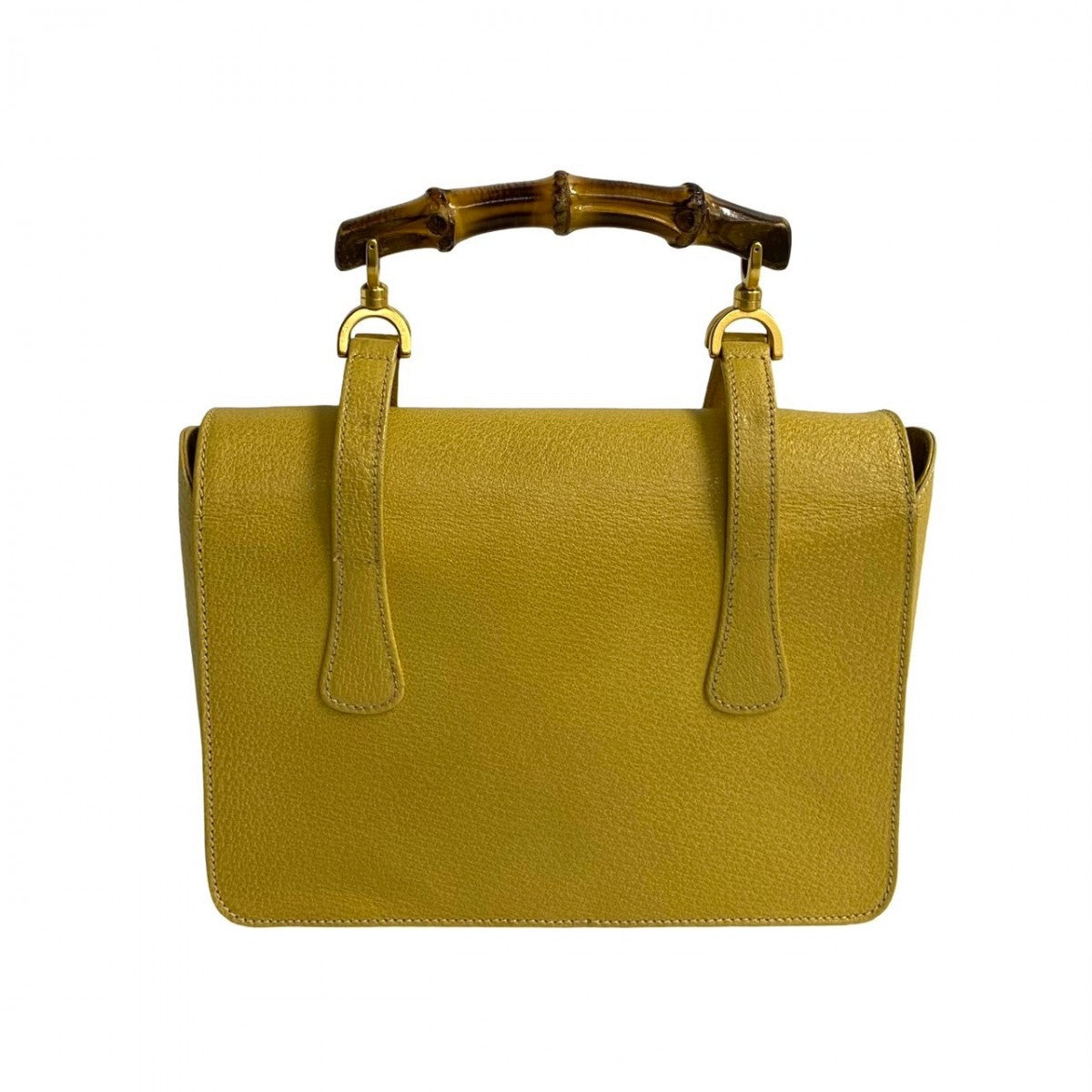 GUCCI Shoulder Bag leather yellow Bamboo Women Used