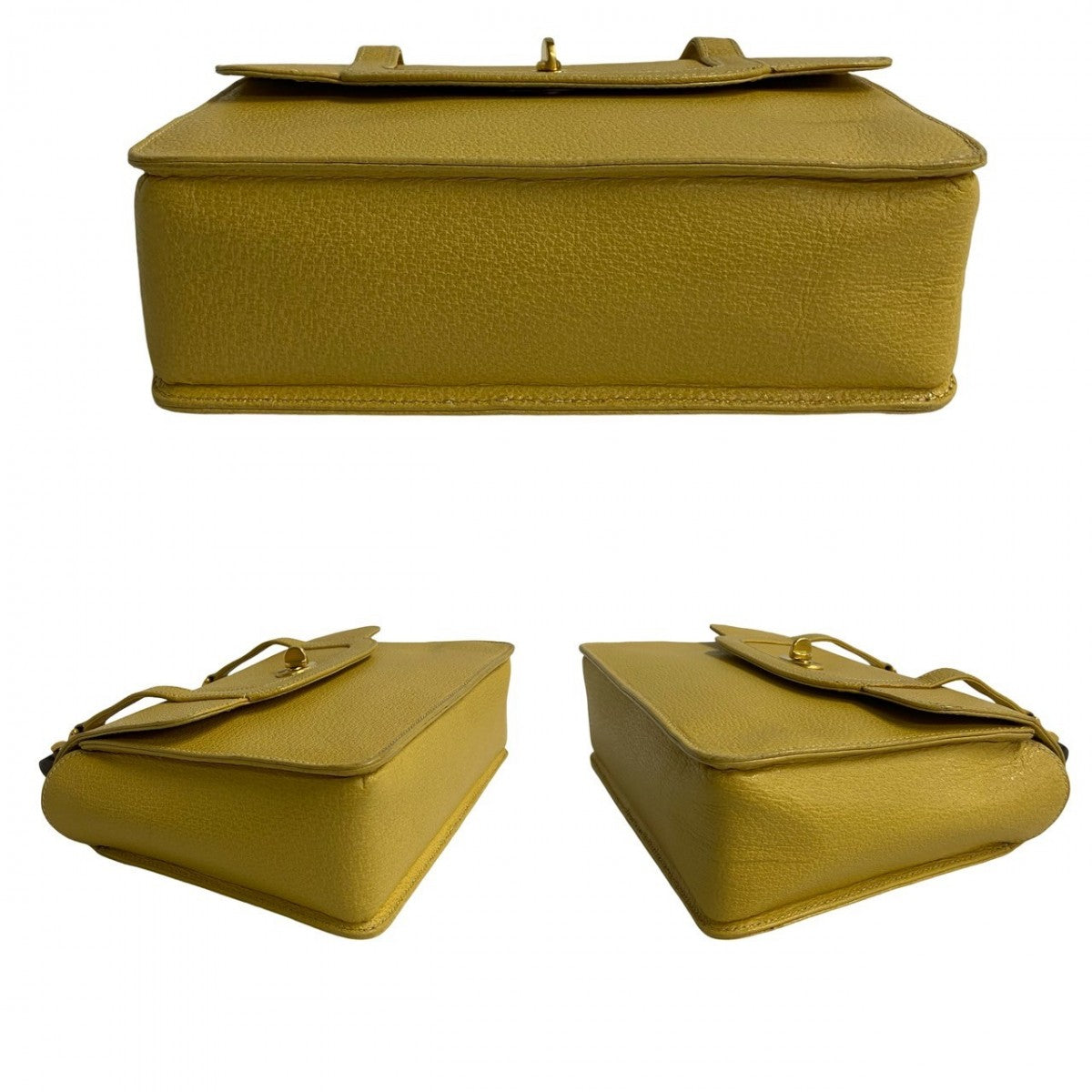 GUCCI Shoulder Bag leather yellow Bamboo Women Used