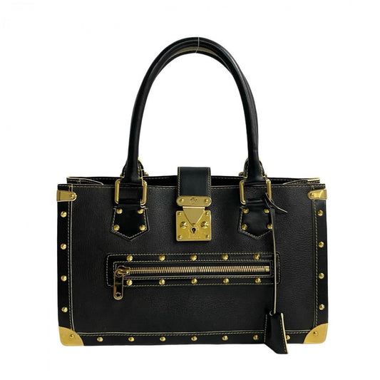 LOUIS VUITTON Handbag leather black logo Metal Shari Fabello Women Used