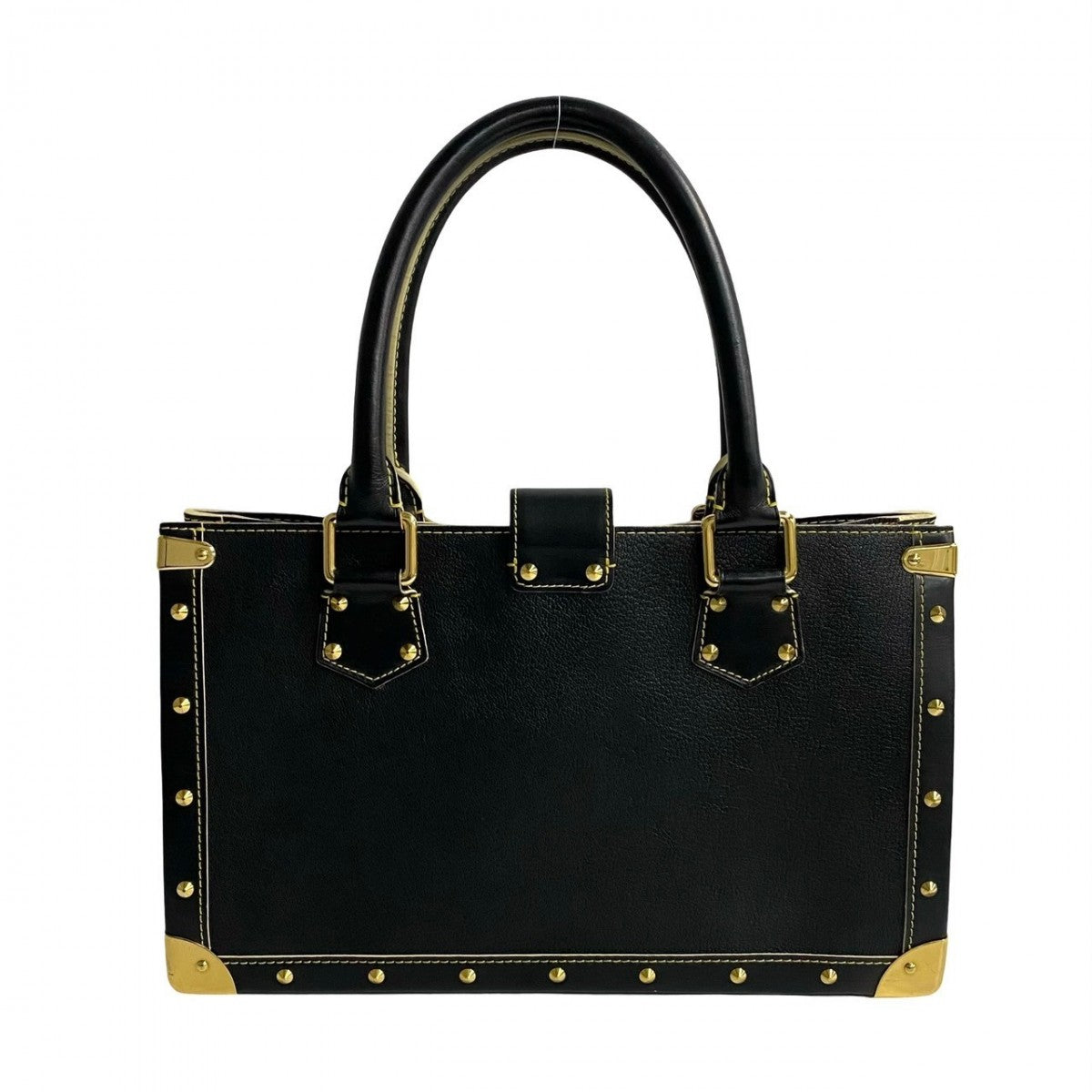 LOUIS VUITTON Handbag leather black logo Metal Shari Fabello Women Used