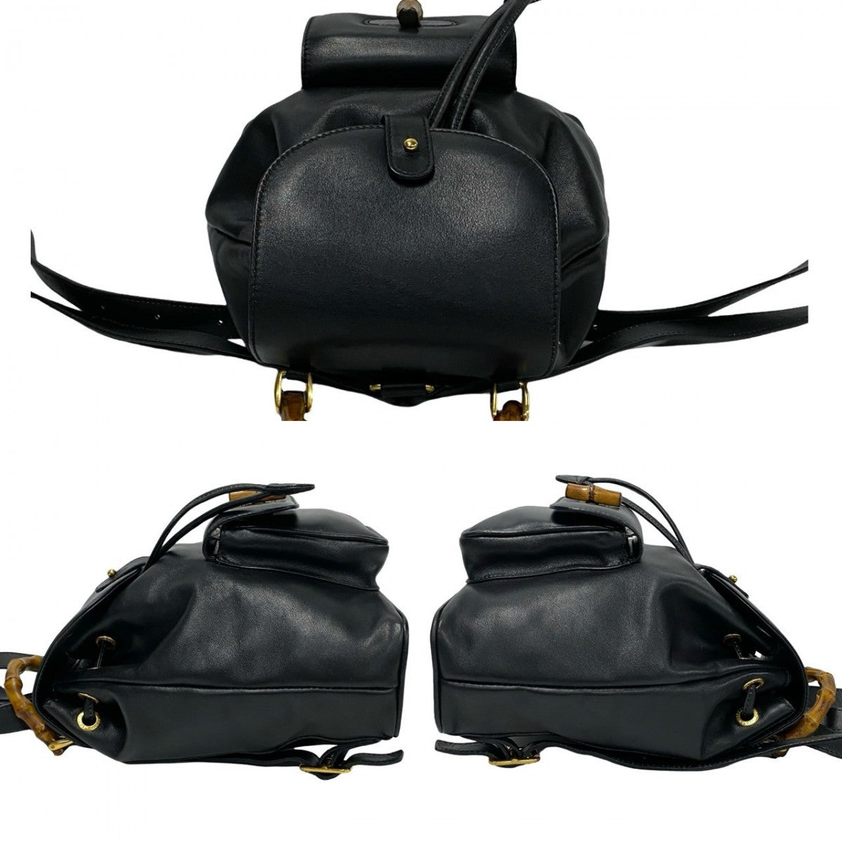 GUCCI Backpack leather black Bamboo