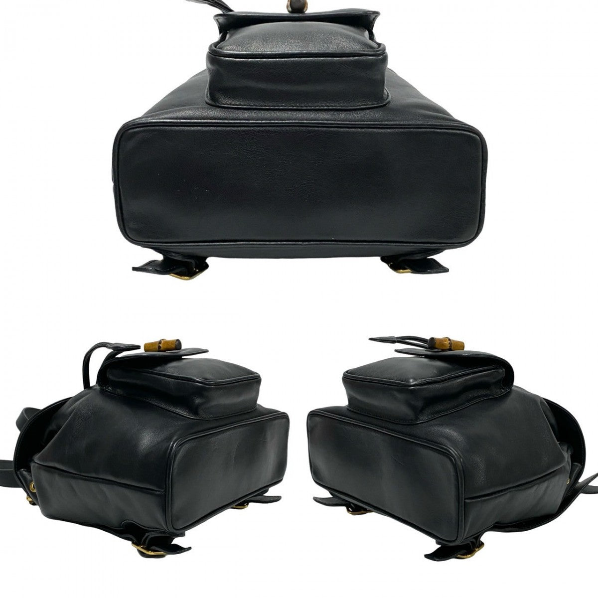 GUCCI Backpack leather black Bamboo