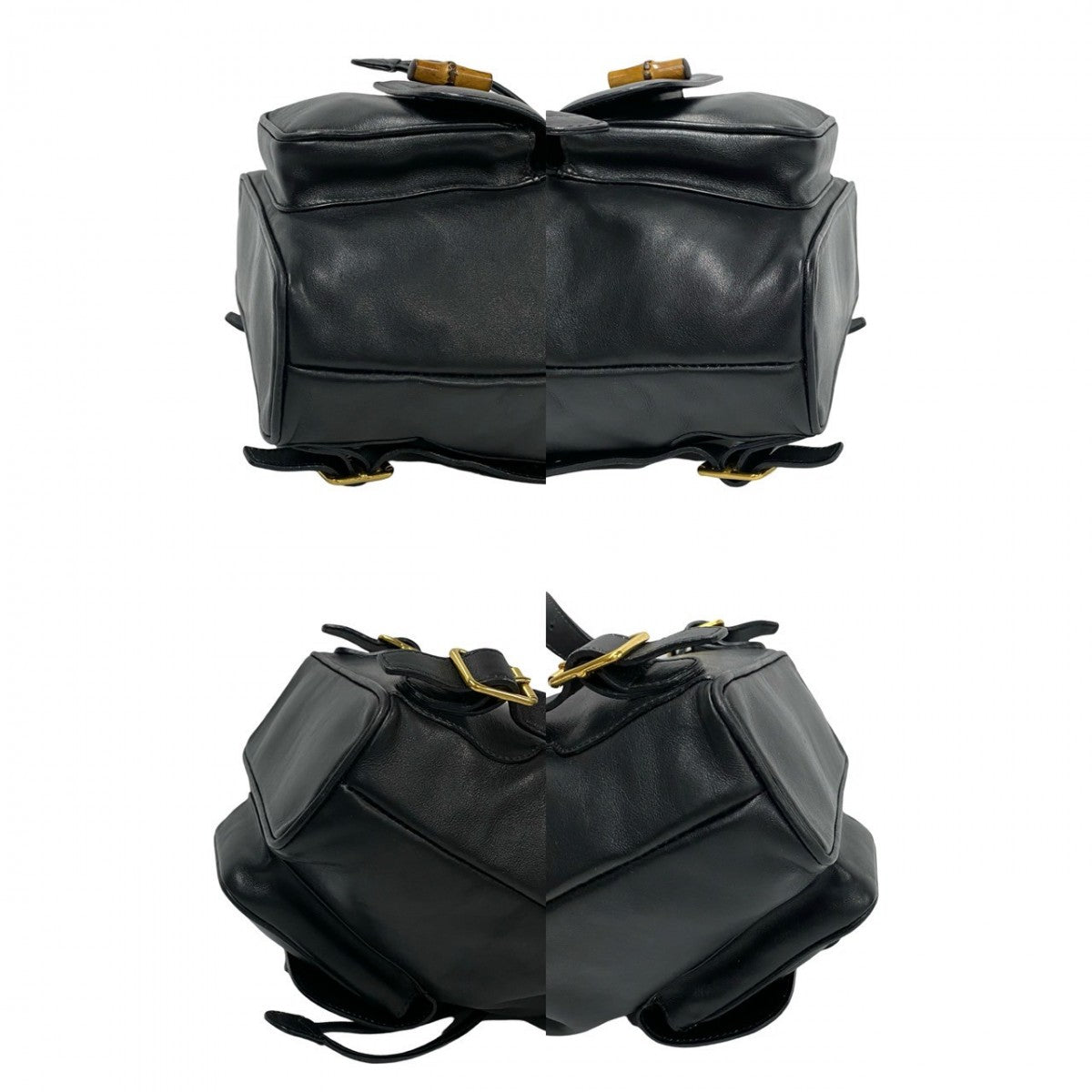 GUCCI Backpack leather black Bamboo