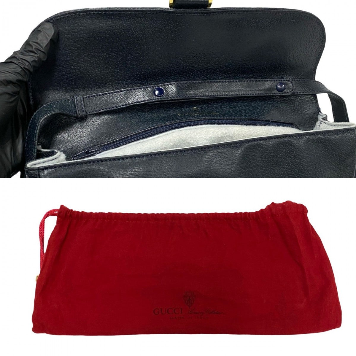 GUCCI Shoulder Bag leather Navy