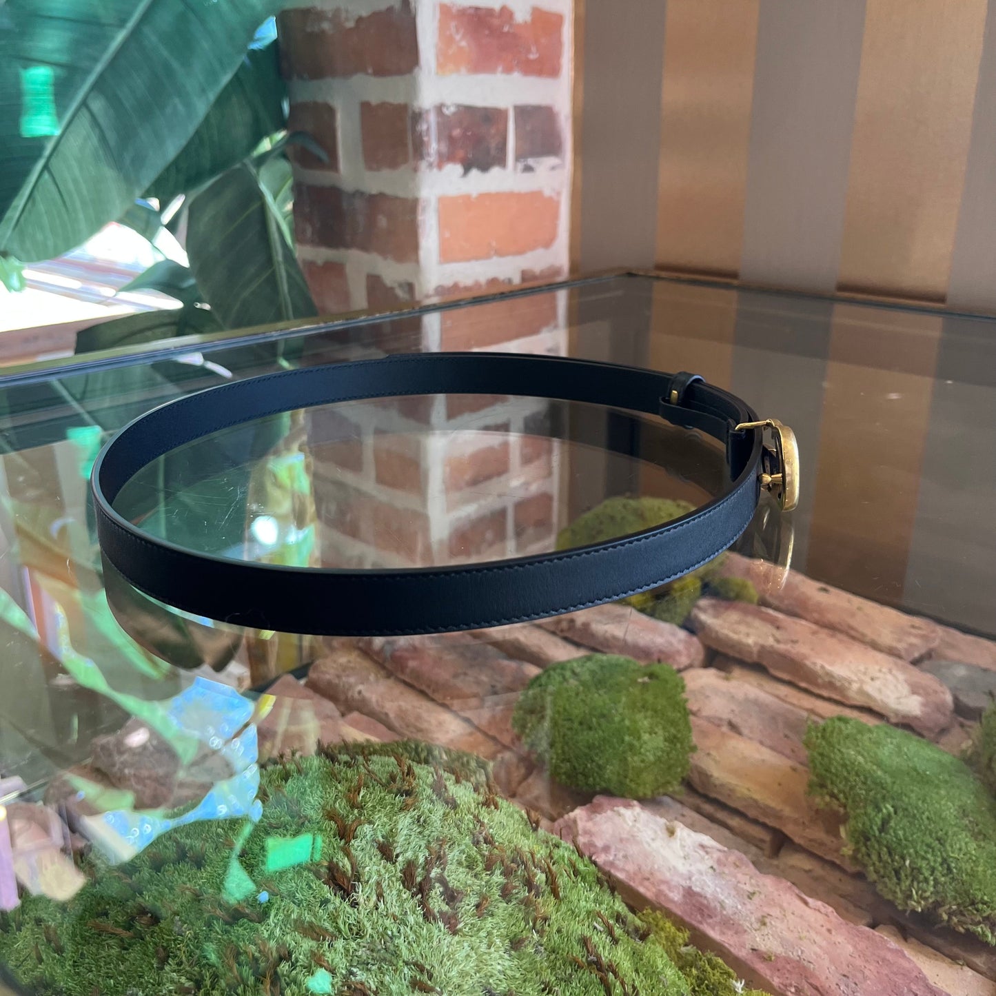 GUCCI GG Marmont Thin Black Leather Belt 95/38