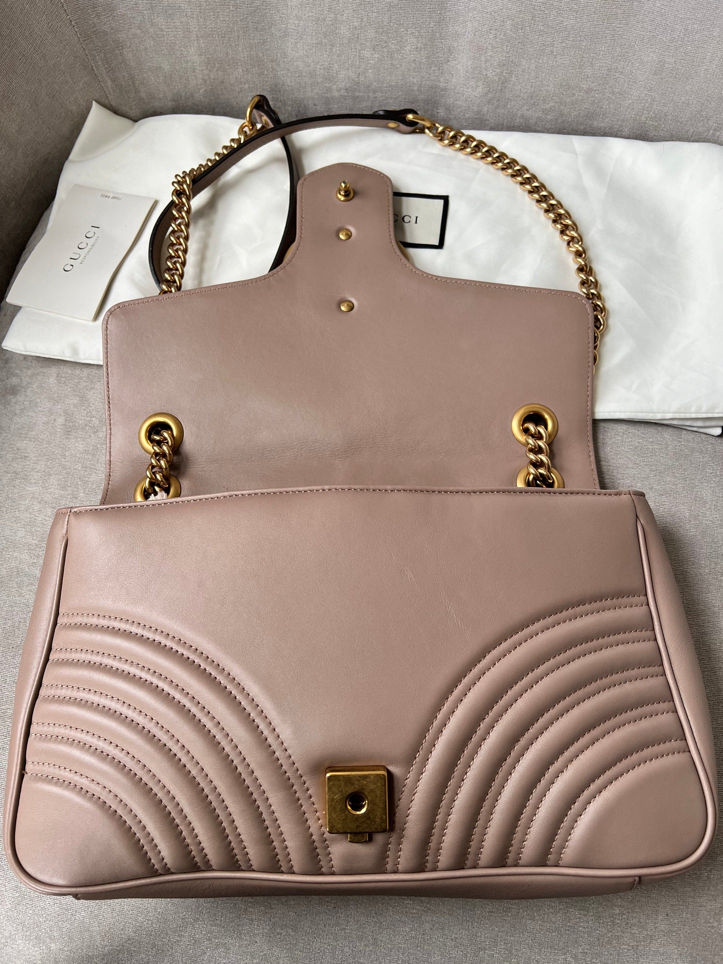 Gucci GG Dusty Pink Marmont Medium Shoulder Bag (RRP £2,340)