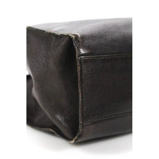 Gucci Vintage Satcheltotedesigner Purses Dark Brown Leather With Gold Square G Clasp Satchel