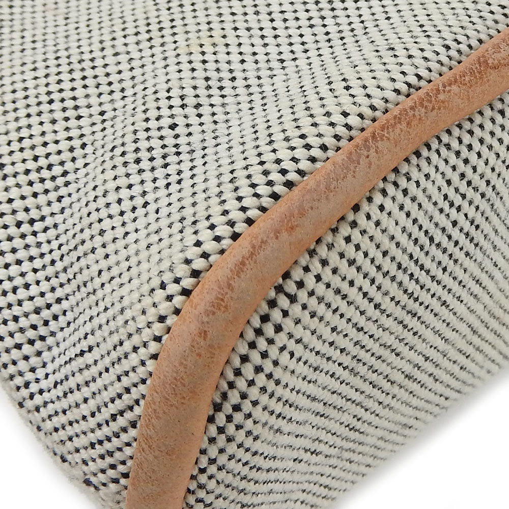 HERMES Pouch Canvas, Leather gray Bored Pouch Mini Women Used