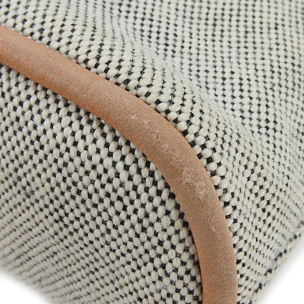 HERMES Pouch Canvas, Leather gray Bored Pouch Mini Women Used