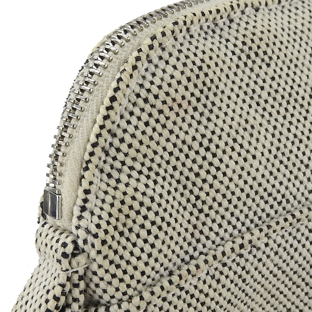 HERMES Pouch Canvas, Leather gray Bored Pouch Mini Women Used