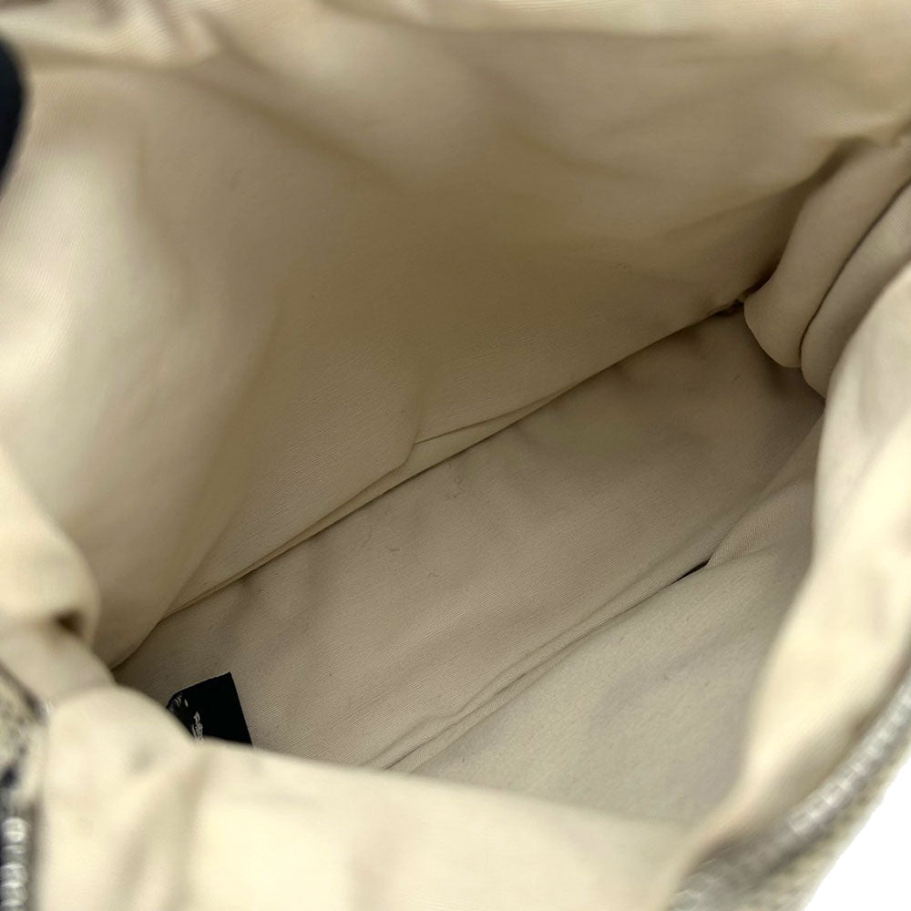 HERMES Pouch Canvas, Leather gray Bored Pouch Mini Women Used