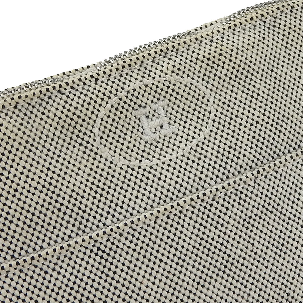 HERMES Pouch Canvas, Leather gray Bored Pouch Mini Women Used