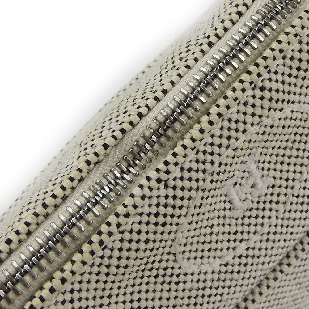 HERMES Pouch Canvas, Leather gray Bored Pouch Mini Women Used