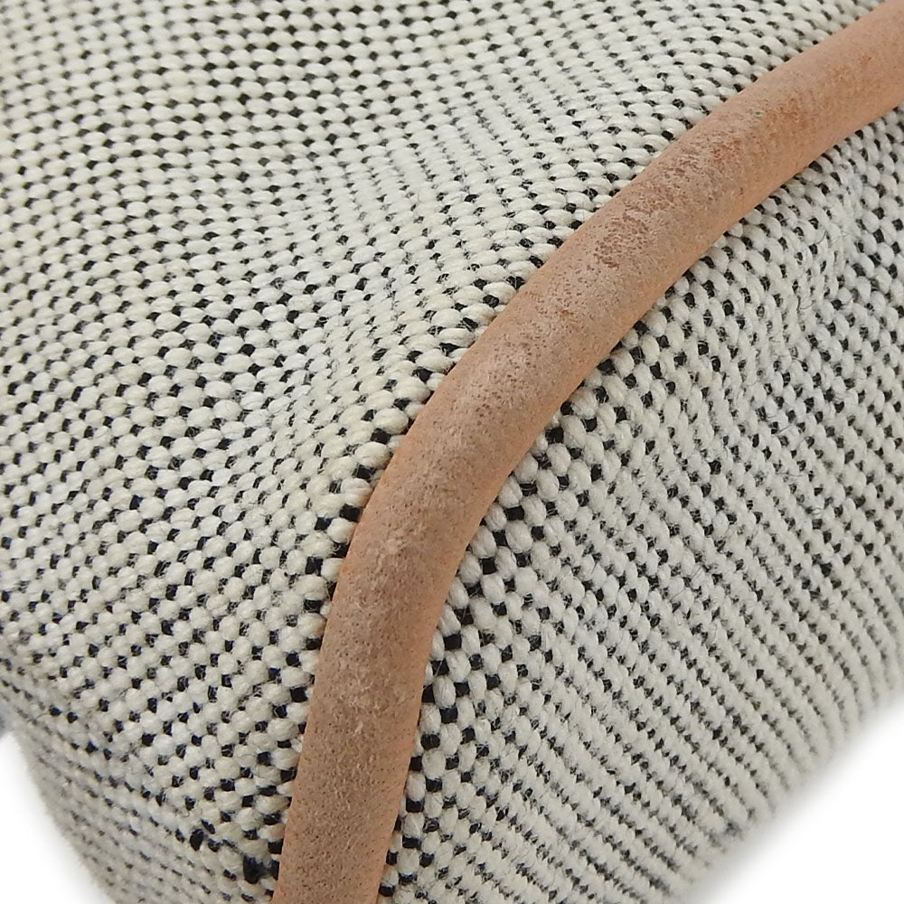HERMES Pouch Canvas, Leather gray Bored Pouch Mini Women Used