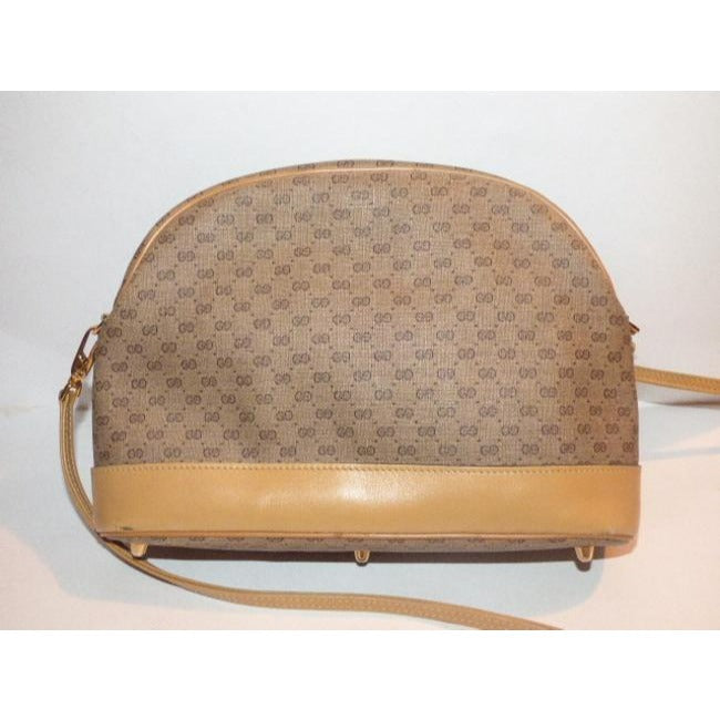 Gucci Vintage Purses Shades Of Brown Leather Coated Canvas Cross Body Bag
