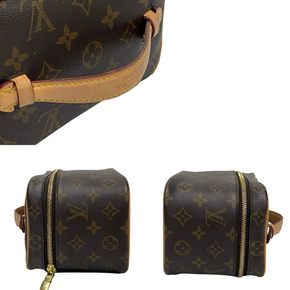 LOUIS VUITTON Handbag leather Brown Monogram Nice mini