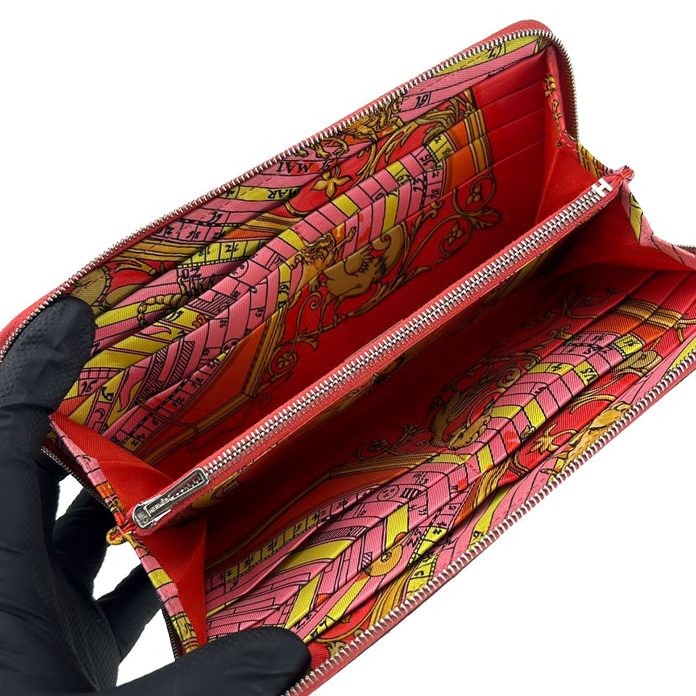HERMES Long Wallet Purse Epsom Pink type Azap Long Silk Inn Women Used