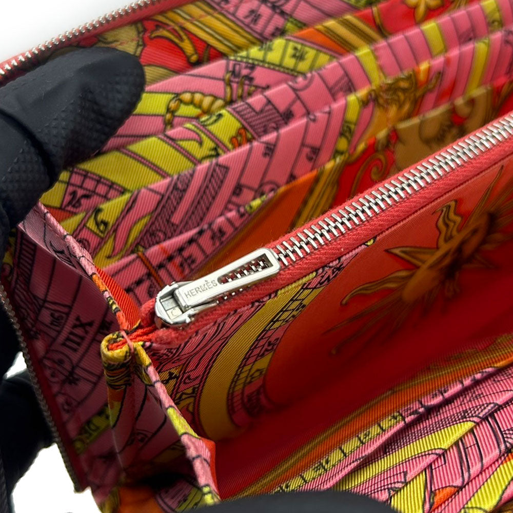 HERMES Long Wallet Purse Epsom Pink type Azap Long Silk Inn Women Used